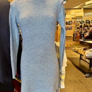 Lilly Pulitzer Morgen Sequin Sweater Dress Boca Blue Metallic NWOT XS